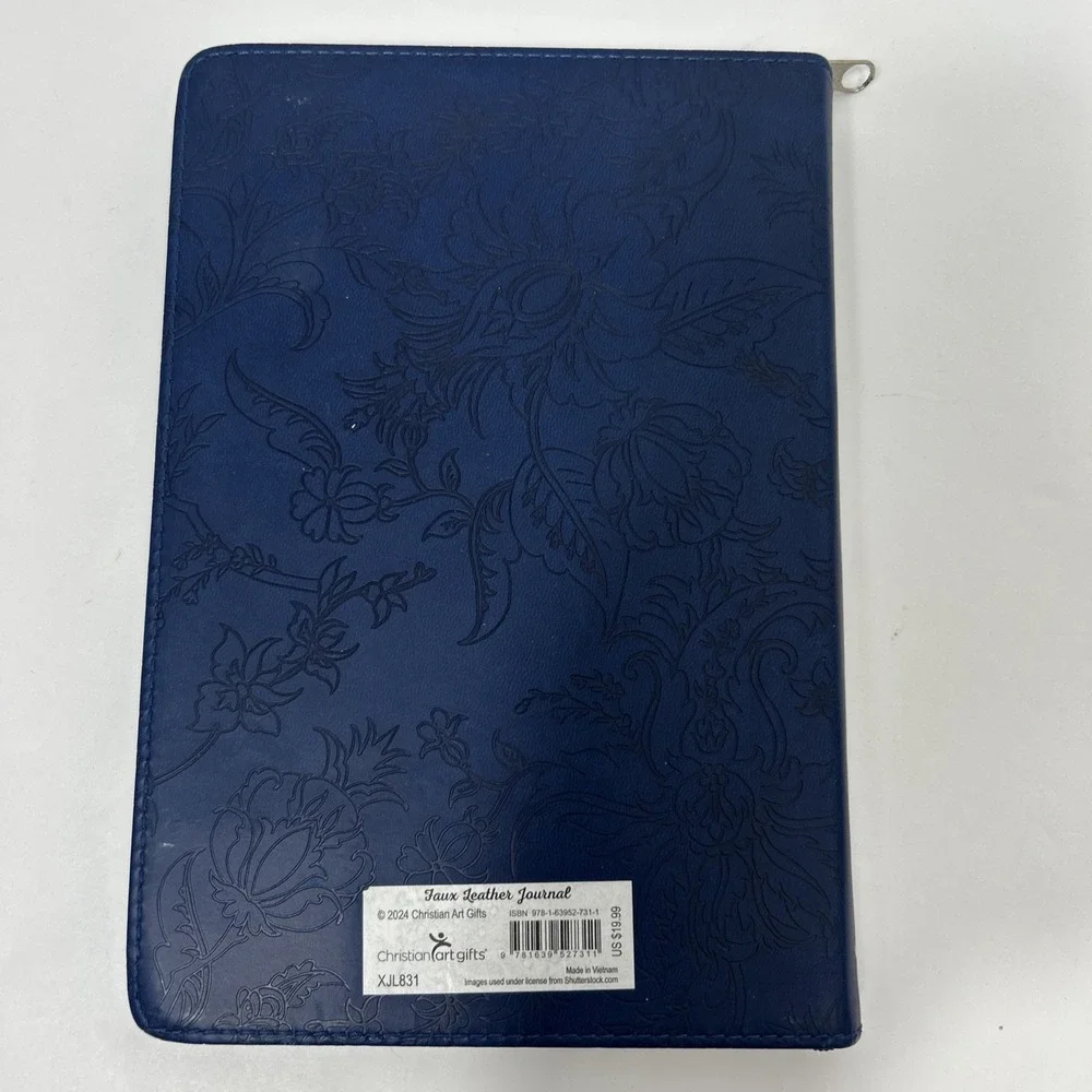 Be Still And KNOW, Navy Faux Leather Journal Christian Art Gifts Journal